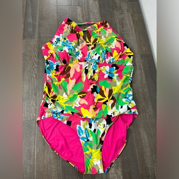 NWOT Anne Cole High Neck With Ruffled Straps One Piece Swimsuit - Picture 5 of 15